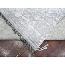 Load image into Gallery viewer, 9&#39;9&quot;x15&#39;4&quot; Porcelain White, Tone On Tone, Moroccan Weave Chiadma Leaf Design, Soft Organic Wool Hand Knotted, Natural Dyes, Oversized Oriental Rug FWR535038