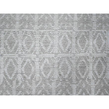 Load image into Gallery viewer, 9&#39;9&quot;x15&#39;4&quot; Porcelain White, Tone On Tone, Moroccan Weave Chiadma Leaf Design, Soft Organic Wool Hand Knotted, Natural Dyes, Oversized Oriental Rug FWR535038