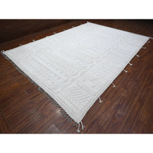 Load image into Gallery viewer, 10&#39;x14&#39;2&quot; Promenade White, Hand Knotted, Organic Wool Moroccan Weave Beni Ourain Geometric Design, Embossed Pile, Tone On Tone, Vegetable Dyes, Oriental Rug FWR535044