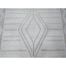 Load image into Gallery viewer, 10&#39;x14&#39;2&quot; Promenade White, Hand Knotted, Organic Wool Moroccan Weave Beni Ourain Geometric Design, Embossed Pile, Tone On Tone, Vegetable Dyes, Oriental Rug FWR535044