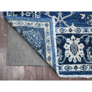 6'x8'10" Jeans Blue, Hand Knotted, Peshawar Mahal All Over Design, Soft And Velvety Wool, Natural Dyes, Oriental Rug FWR535056