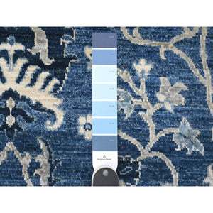 6'x8'10" Jeans Blue, Hand Knotted, Peshawar Mahal All Over Design, Soft And Velvety Wool, Natural Dyes, Oriental Rug FWR535056