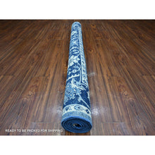 Load image into Gallery viewer, 6&#39;x8&#39;10&quot; Jeans Blue, Hand Knotted, Peshawar Mahal All Over Design, Soft And Velvety Wool, Natural Dyes, Oriental Rug FWR535056