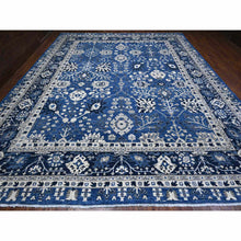 Load image into Gallery viewer, 11&#39;10&quot;x14&#39;5&quot; Ultramarine Blue, Natural Dyes, Hand Knotted, Oversized Peshawar With Tabriz Vase Design, 100% Wool, Oriental Rug FWR535062