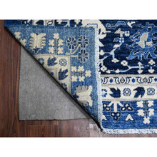 Load image into Gallery viewer, 11&#39;10&quot;x14&#39;5&quot; Ultramarine Blue, Natural Dyes, Hand Knotted, Oversized Peshawar With Tabriz Vase Design, 100% Wool, Oriental Rug FWR535062