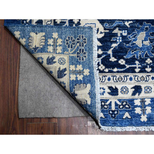 11'10"x14'5" Ultramarine Blue, Natural Dyes, Hand Knotted, Oversized Peshawar With Tabriz Vase Design, 100% Wool, Oriental Rug FWR535062