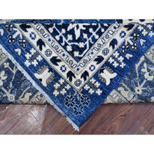 Load image into Gallery viewer, 11&#39;10&quot;x14&#39;5&quot; Ultramarine Blue, Natural Dyes, Hand Knotted, Oversized Peshawar With Tabriz Vase Design, 100% Wool, Oriental Rug FWR535062