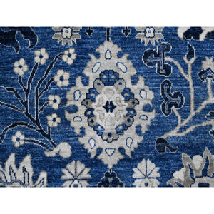 11'10"x14'5" Ultramarine Blue, Natural Dyes, Hand Knotted, Oversized Peshawar With Tabriz Vase Design, 100% Wool, Oriental Rug FWR535062