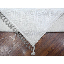 Load image into Gallery viewer, 9&#39;1&quot;x12&#39;1&quot; Tahira White, Diamond Repetitive Moroccan Weave Zemmour Design, Embossed Pile, Tone On Tone, Velvety Wool, Hand Knotted, Vegetable Dyes, Oriental Rug FWR535080
