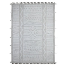 Load image into Gallery viewer, 8&#39;10&quot;x12&#39;3&quot; Lazy Gray and Light Beige, Embossed Pile Moroccan Weave Geometric Oulad Bousbaa Design, Tone On Tone, Vegetable Dyes, Organic Wool, Hand Knotted, Oriental Rug FWR535092