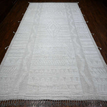 Load image into Gallery viewer, 8&#39;10&quot;x12&#39;3&quot; Lazy Gray and Light Beige, Embossed Pile Moroccan Weave Geometric Oulad Bousbaa Design, Tone On Tone, Vegetable Dyes, Organic Wool, Hand Knotted, Oriental Rug FWR535092