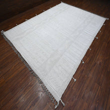 Load image into Gallery viewer, 8&#39;10&quot;x12&#39;3&quot; Lazy Gray and Light Beige, Embossed Pile Moroccan Weave Geometric Oulad Bousbaa Design, Tone On Tone, Vegetable Dyes, Organic Wool, Hand Knotted, Oriental Rug FWR535092