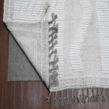 Load image into Gallery viewer, 8&#39;10&quot;x12&#39;3&quot; Lazy Gray and Light Beige, Embossed Pile Moroccan Weave Geometric Oulad Bousbaa Design, Tone On Tone, Vegetable Dyes, Organic Wool, Hand Knotted, Oriental Rug FWR535092