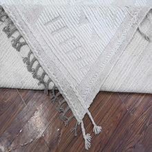Load image into Gallery viewer, 8&#39;10&quot;x12&#39;3&quot; Lazy Gray and Light Beige, Embossed Pile Moroccan Weave Geometric Oulad Bousbaa Design, Tone On Tone, Vegetable Dyes, Organic Wool, Hand Knotted, Oriental Rug FWR535092
