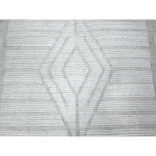 Load image into Gallery viewer, 8&#39;10&quot;x12&#39;3&quot; Lazy Gray and Light Beige, Embossed Pile Moroccan Weave Geometric Oulad Bousbaa Design, Tone On Tone, Vegetable Dyes, Organic Wool, Hand Knotted, Oriental Rug FWR535092