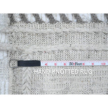Load image into Gallery viewer, 8&#39;10&quot;x12&#39;3&quot; Lazy Gray and Light Beige, Embossed Pile Moroccan Weave Geometric Oulad Bousbaa Design, Tone On Tone, Vegetable Dyes, Organic Wool, Hand Knotted, Oriental Rug FWR535092