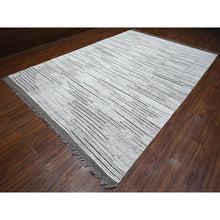 Load image into Gallery viewer, 9&#39;x13&#39;2&quot; Snow Cap White, Moroccan Weave Beni Ourain With All Over Line Pattern, Luxurious Pile, Hand Knotted, Soft Pure Wool, Special Size Oriental Rug FWR535140