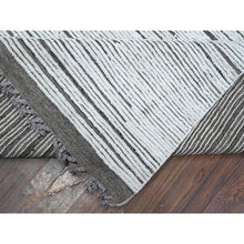 Load image into Gallery viewer, 9&#39;x13&#39;2&quot; Snow Cap White, Moroccan Weave Beni Ourain With All Over Line Pattern, Luxurious Pile, Hand Knotted, Soft Pure Wool, Special Size Oriental Rug FWR535140