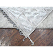 Load image into Gallery viewer, 8&#39;x10&#39;7&quot; Alabaster White, Hand Knotted Velvety Wool, Vegetable Dyes, Moroccan Weave Box Pattern With Zemmour Design, Oriental Rug FWR535146