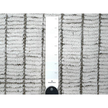 Load image into Gallery viewer, 12&#39;2&quot;x15&#39;2&quot; Paper White, Hand Knotted Oulad Bousbaa Natural Undyed Wool, Moroccan Weave Geometric Vertical Line Design, Oriental Oversized Rug FWR535152