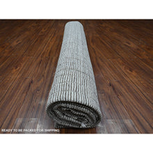 Load image into Gallery viewer, 12&#39;2&quot;x15&#39;2&quot; Paper White, Hand Knotted Oulad Bousbaa Natural Undyed Wool, Moroccan Weave Geometric Vertical Line Design, Oriental Oversized Rug FWR535152