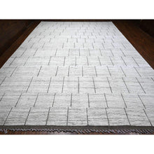 Load image into Gallery viewer, 12&#39;x16&#39;2&quot; Silky White, Moroccan Weave Chiadma Influenced Geometric Design, Hand Knotted, All Wool, Oversized Oriental Rug FWR535158