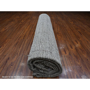 12'x16'2" Silky White, Moroccan Weave Chiadma Influenced Geometric Design, Hand Knotted, All Wool, Oversized Oriental Rug FWR535158