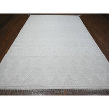 Load image into Gallery viewer, 9&#39;x12&#39;6&quot; Polar Bear White, Hand Knotted Beni Ourain Geometric Moroccan Weave Inspired Design, 100% Wool, Oriental Rug FWR535170