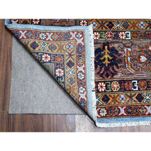 Load image into Gallery viewer, 11'2"x12'1" Skye Blue And Dusty Gray, Natural Wool, Hand Knotted, Vegetable Dyes, All Over Motif Super Kazak Oriental Squarish Rug FWR535194