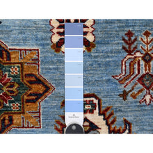 Load image into Gallery viewer, 11'2"x12'1" Skye Blue And Dusty Gray, Natural Wool, Hand Knotted, Vegetable Dyes, All Over Motif Super Kazak Oriental Squarish Rug FWR535194