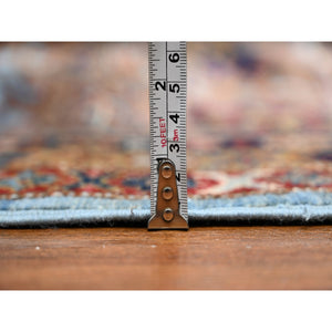 11'2"x12'1" Skye Blue and Dusty Gray, Natural Wool, Hand Knotted, Vegetable Dyes, All Over Motif Super Kazak Oriental Rug FWR535194