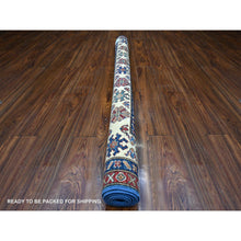 Load image into Gallery viewer, 6&#39;x6&#39; Berry Blue With Ivory Border, Afghan Super Kazak With All Over Geometric Medallions, Vegetables Dyes, Vibrant Wool, Hand Knotted Square Oriental Rug FWR535266