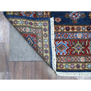 6'x6' Boeing Blue And Falu Red, Afghan Super Kazak With Tribal Medallions Design, Natural Dyes, Pure Wool Hand Knotted, Square Oriental Rug FWR535272