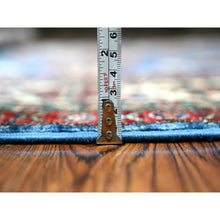 Load image into Gallery viewer, 6&#39;x6&#39; Byzantine Blue With Brilliant White, Afghan Super Kazak, 100% Wool Hand Knotted Natural Dyes, Tribal Elements, Square Oriental Rug FWR535278