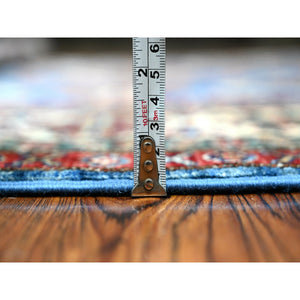 6'x6' Byzantine Blue With Brilliant White, Afghan Super Kazak, 100% Wool Hand Knotted Natural Dyes, Tribal Elements, Square Oriental Rug FWR535278