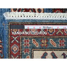 Load image into Gallery viewer, 6&#39;x6&#39; Caliente Red With Cloud White, Rajasthan Design All Over Pattern, Hand Knotted Thick and Plush, Wool and Silk, Round Oriental Rug FWR452172