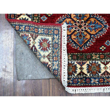 Load image into Gallery viewer, 2&#39;8&quot;x7&#39; Burnt Peanut Red With Classic White, Afghan Super Kazak Geometric Design, Hand Knotted, 100% Wool, Natural Dyes Runner Oriental Rug FWR535296