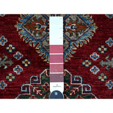 Load image into Gallery viewer, 2&#39;8&quot;x7&#39; Burnt Peanut Red With Classic White, Afghan Super Kazak Geometric Design, Hand Knotted, 100% Wool, Natural Dyes Runner Oriental Rug FWR535296