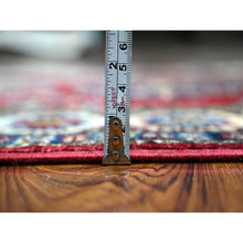 Load image into Gallery viewer, 2&#39;8&quot;x7&#39; Burnt Peanut Red With Classic White, Afghan Super Kazak Geometric Design, Hand Knotted, 100% Wool, Natural Dyes Runner Oriental Rug FWR535296