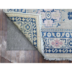 4'9"x6'9" Stone Eagle Gray, Fusion Kazak, Soft And Velvety Wool, Hand Knotted With Colorful Caucasian Design, Oriental Rug FWR535428