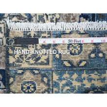 Load image into Gallery viewer, 4&#39;1&quot;x11&#39;6&quot; Medium Sapphire Blue, Hand Knotted Aryana Collection, Soft And Shiny Wool, Natural Dyes, Mamluk Design With Large Geometric Medallions, Wide Runner Oriental Rug FWR535512