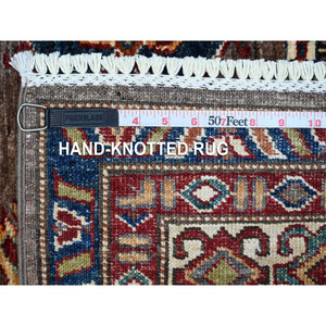 5'1"x6'9" Medium Gray, Kazak with All Over Tribal Motifs, Hand Knotted, Natural Dyes, Denser Weave, Soft Wool, Oriental Rug FWR1968