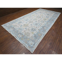 Load image into Gallery viewer, 8&#39;1&quot;x15&#39;7&quot; Platinum Gray, Wool Foundation, Natural Dyes With Rural Floral All Over Design, Hand Knotted Afghan Angora Oushak, Xl Oriental Rug FWR535560