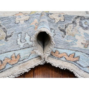 8'1"x15'7" Platinum Gray, Wool Foundation, Natural Dyes With Rural Floral All Over Design, Hand Knotted Afghan Angora Oushak, Xl Oriental Rug FWR535560