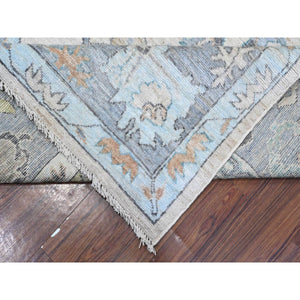 8'1"x15'7" Platinum Gray, Wool Foundation, Natural Dyes With Rural Floral All Over Design, Hand Knotted Afghan Angora Oushak, Xl Oriental Rug FWR535560