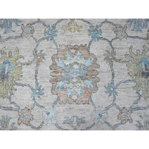 8'1"x15'7" Platinum Gray, Wool Foundation, Natural Dyes With Rural Floral All Over Design, Hand Knotted Afghan Angora Oushak, Xl Oriental Rug FWR535560