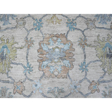 Load image into Gallery viewer, 8&#39;1&quot;x15&#39;7&quot; Platinum Gray, Wool Foundation, Natural Dyes With Rural Floral All Over Design, Hand Knotted Afghan Angora Oushak, Xl Oriental Rug FWR535560