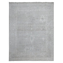 Load image into Gallery viewer, 8&#39;10&quot;x11&#39;5&quot; Pastel Gray, Wool Foundation, Hand Knotted, Afghan Angora Oushak, Natural Dyes, Village Motifs All Over Design, Oriental Rug FWR535584