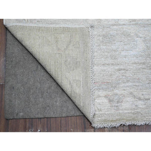 8'10"x11'5" Pastel Gray, Wool Foundation, Hand Knotted, Afghan Angora Oushak, Natural Dyes, Village Motifs All Over Design, Oriental Rug FWR535584