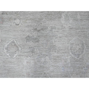 8'10"x11'5" Pastel Gray, Wool Foundation, Hand Knotted, Afghan Angora Oushak, Natural Dyes, Village Motifs All Over Design, Oriental Rug FWR535584